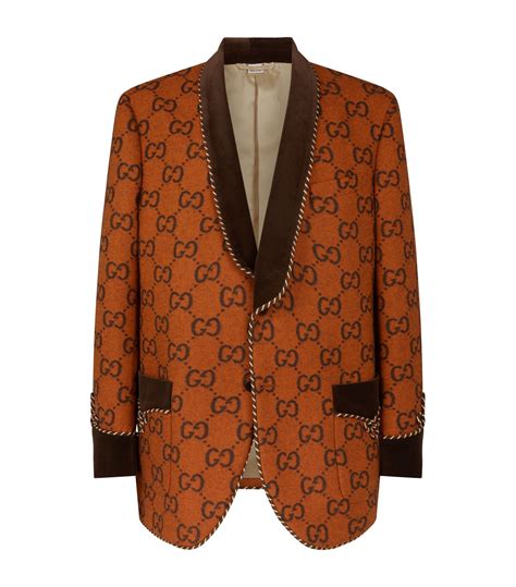 suede gucci logo jacket|Gucci smoking jacket.